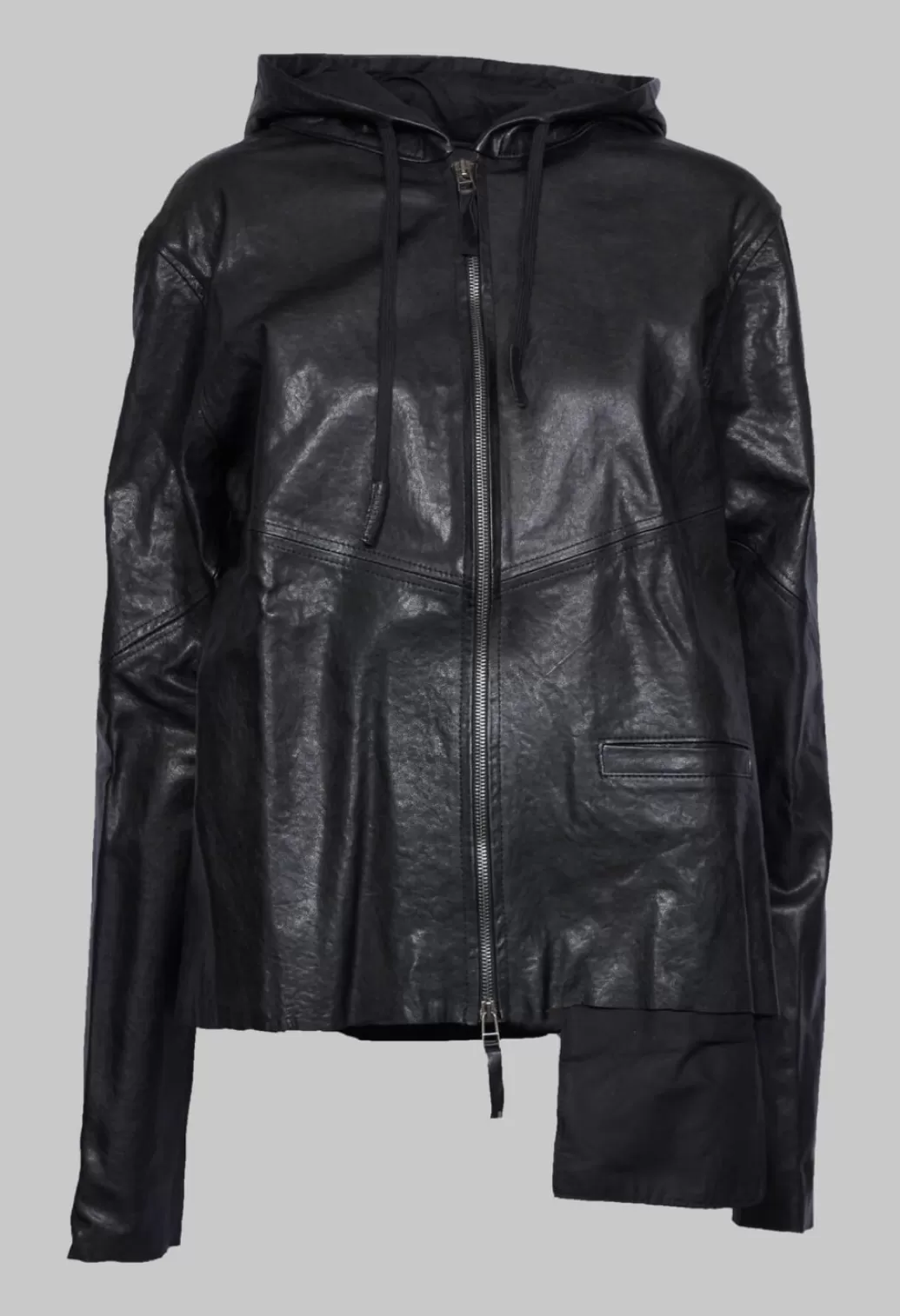 Jackets^Sort Aarhus Hooded Leather Jacket In Black