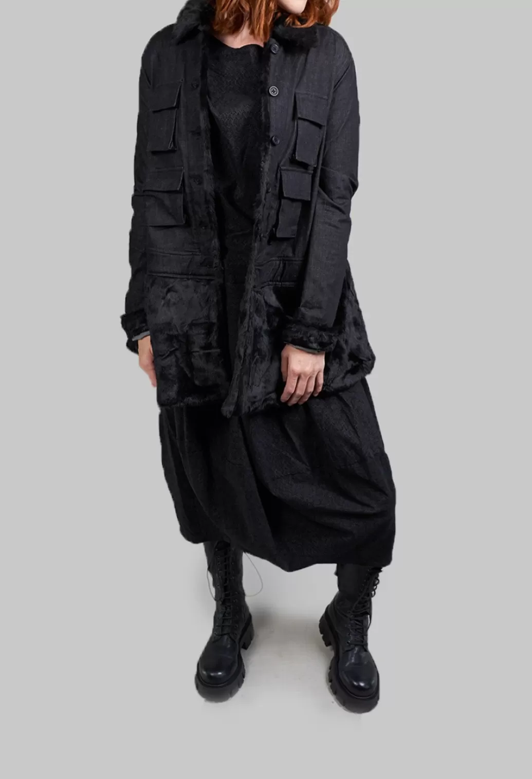 Jackets^Rundholz Black Label Jacket With Contrasting Faux Fur Detail In Black