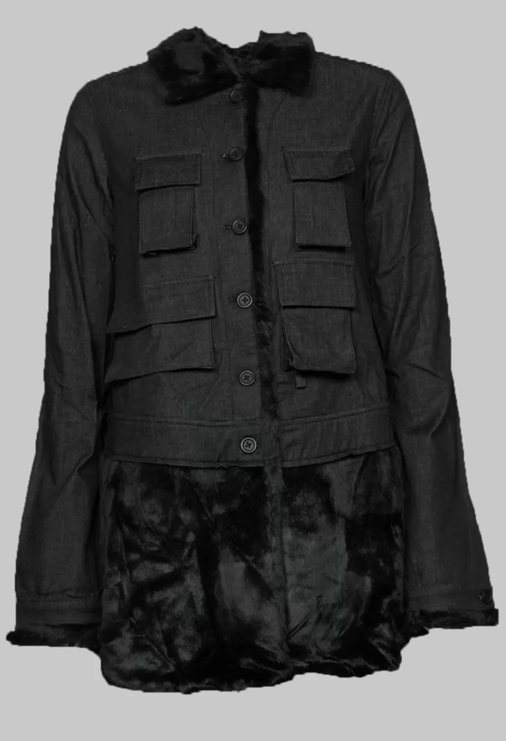 Jackets^Rundholz Black Label Jacket With Contrasting Faux Fur Detail In Black