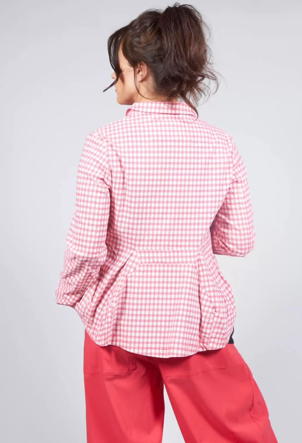 Jackets^Rundholz Black Label Jacket With Flared Hemline In Cherry Check