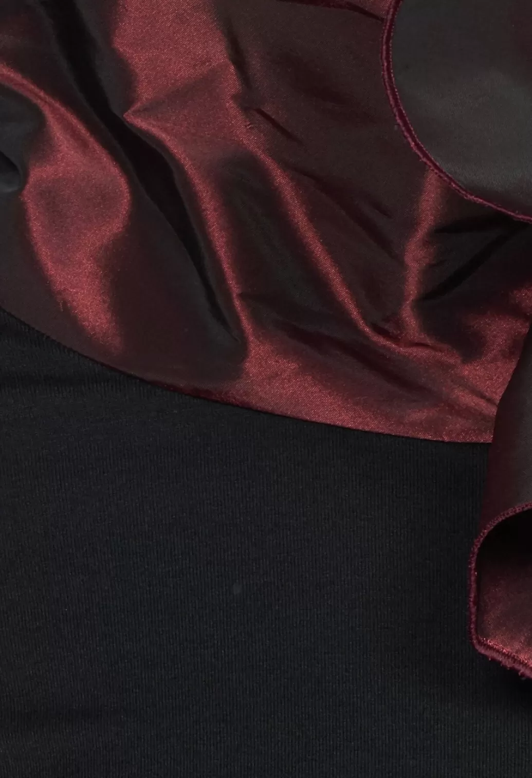 Shirts & Blouses^Xenia Design Jersey Top With Contrasting Sleeves And Neck In Black And Burgundy