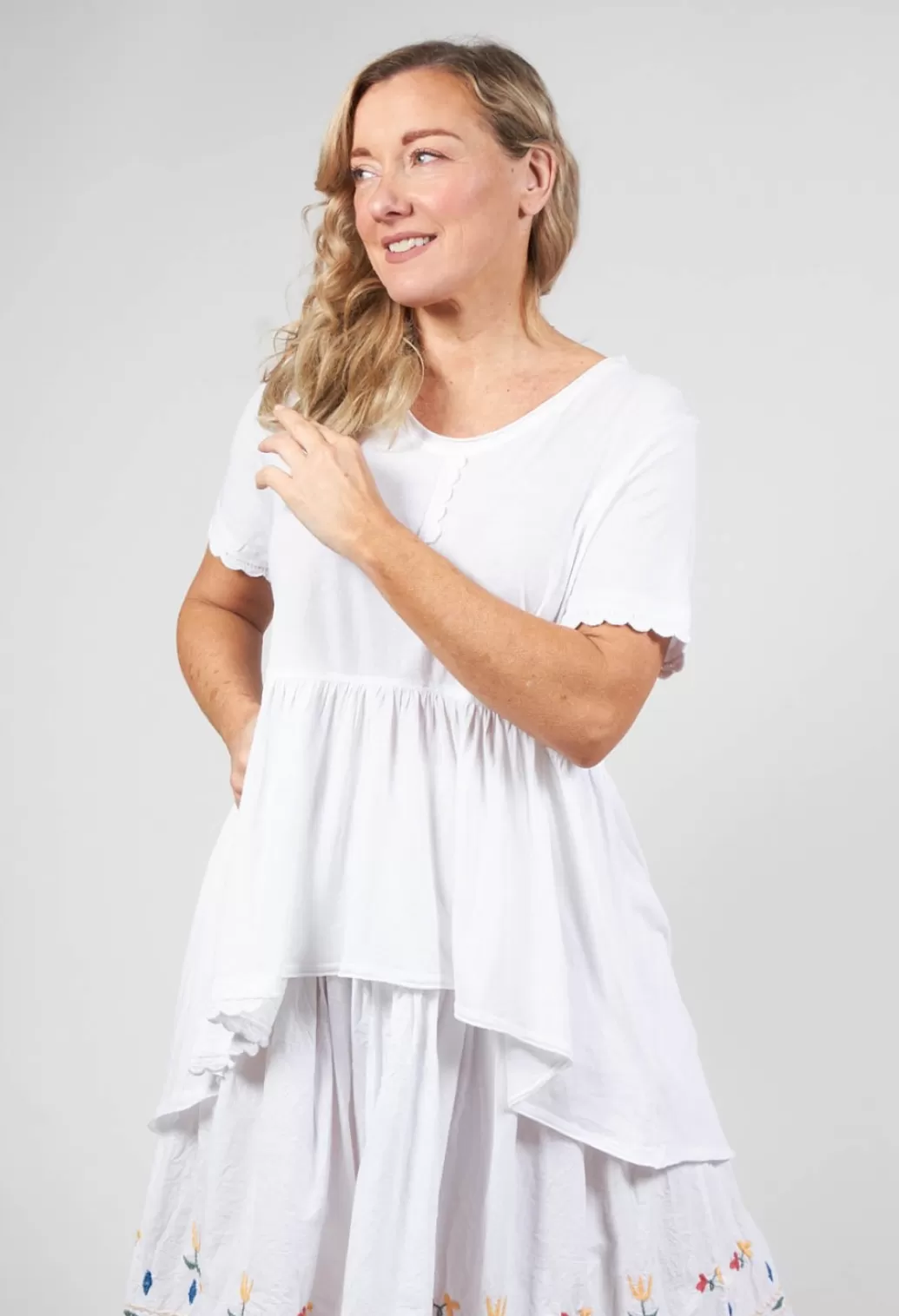 Shirts & Blouses^Ewa I Walla Jersey Top With Flared Hemline In White