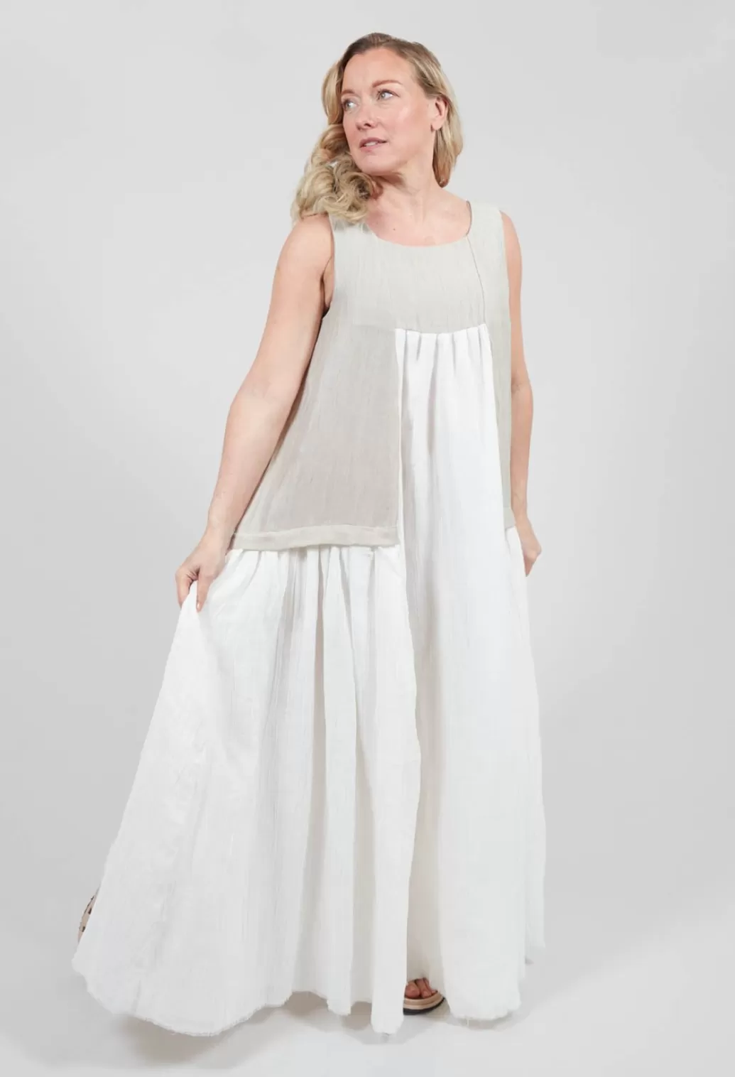 Dresses^Un-namable Kira Dress In Off White And Beige