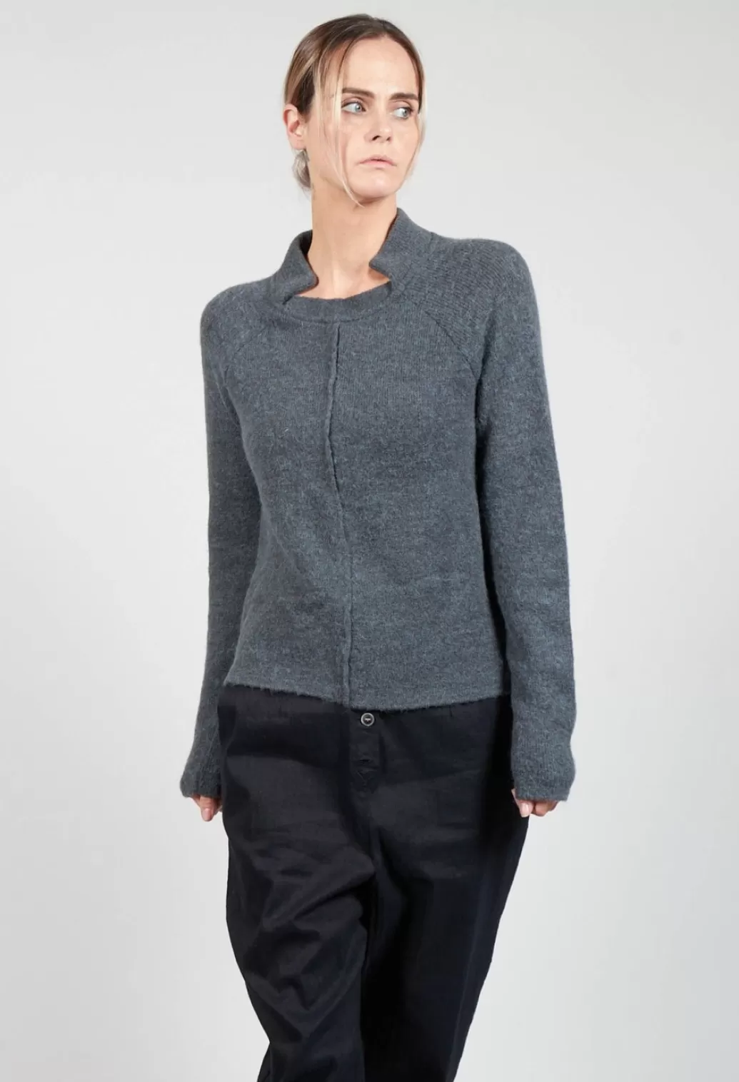 Jumpers^Jayko Knit Jumper With Cut Out Collar In Carbon