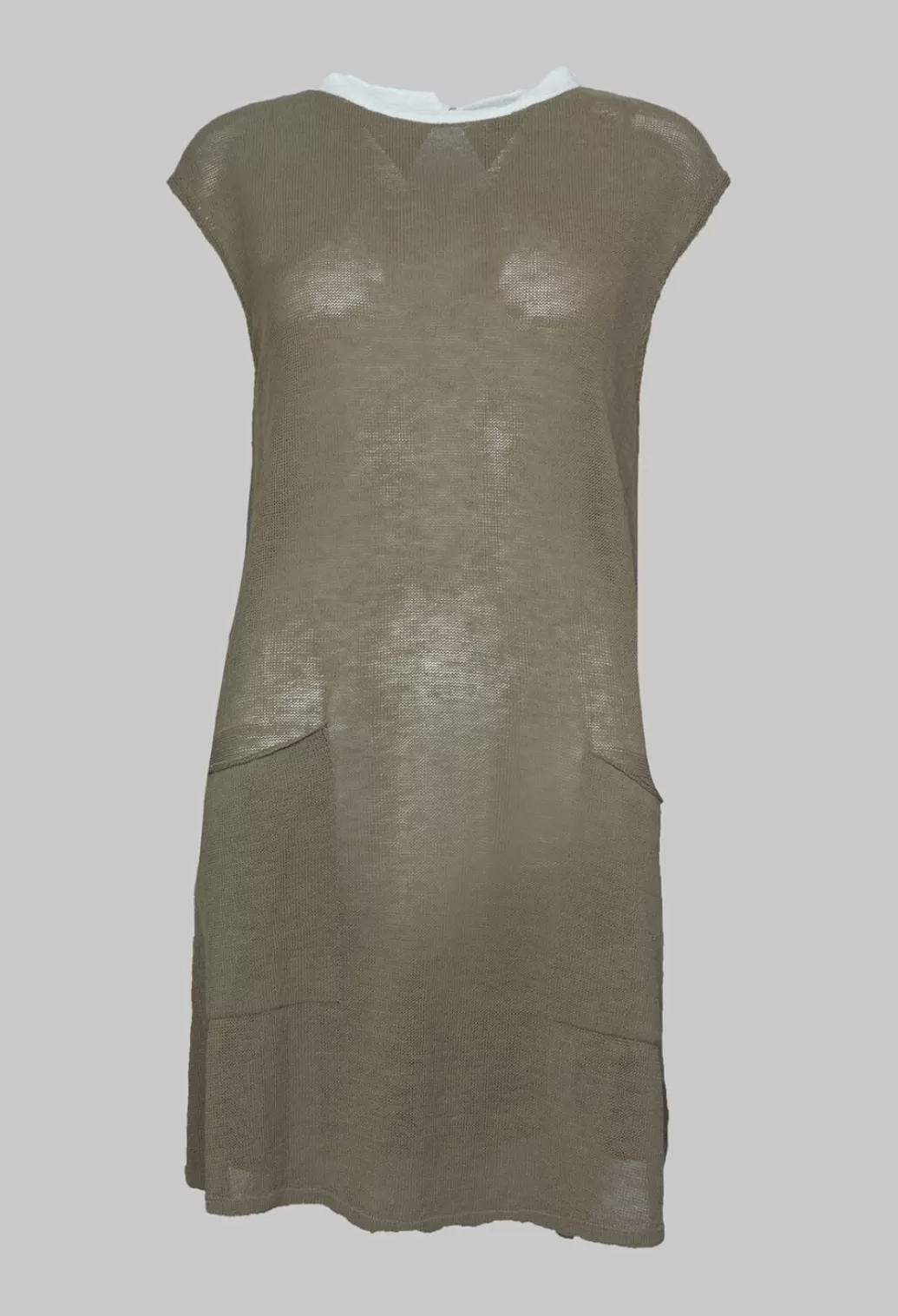 Dresses^Sarah Pacini Knitted Tunic Dress With Contrasting Neckline In Green