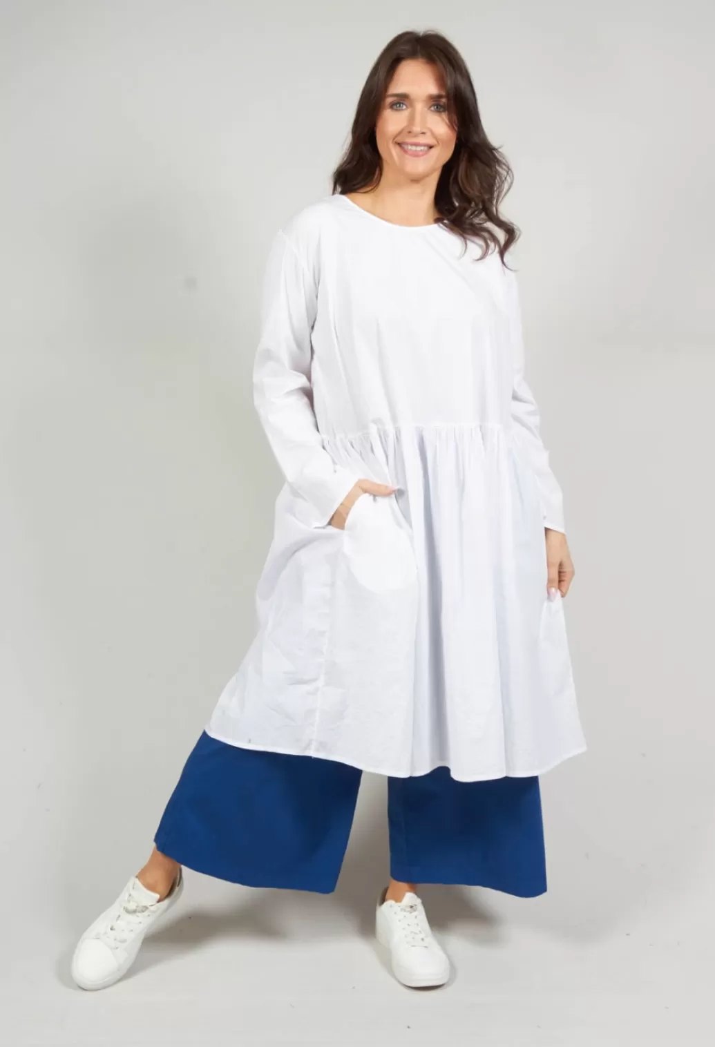 Dresses^Mama B Koci Long Sleeve Smock Dress With Pockets In Bianco