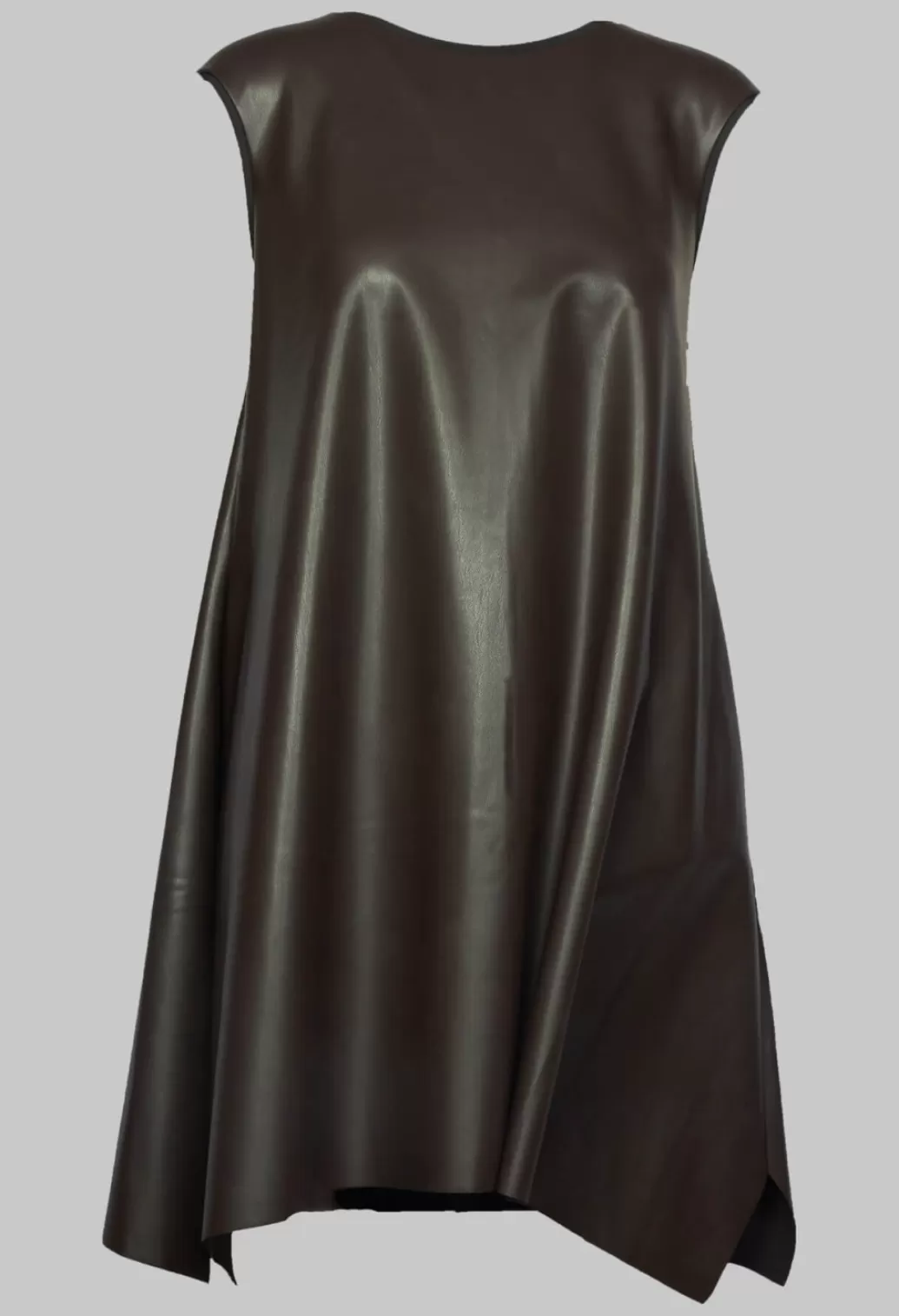 Dresses^Xenia Design Leather Look A Line Dress In Brown