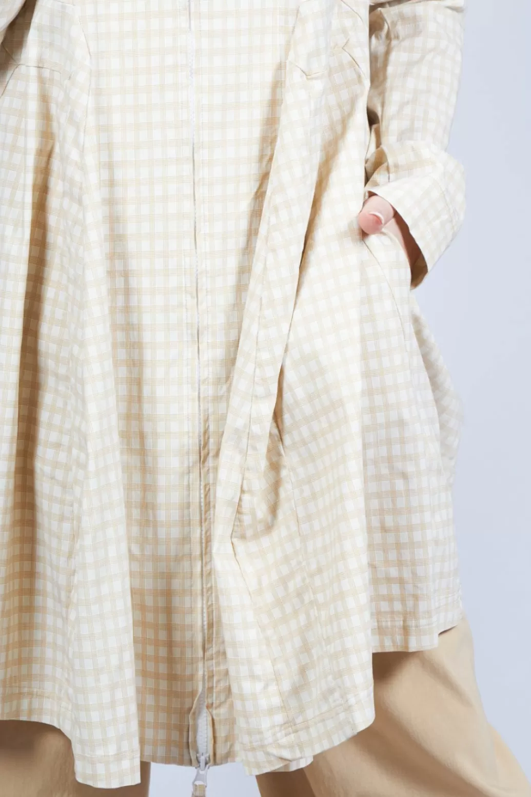 Coats^Rundholz Black Label Lightweight Coat With Tulip Hem In Corn Check