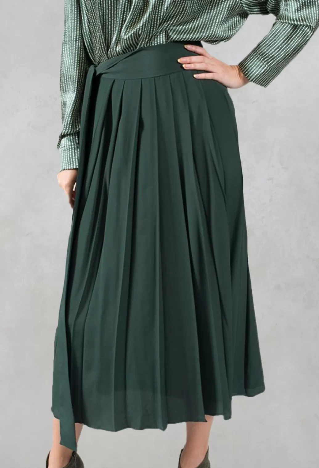 Skirts^Niù Lightweight Pleated Skirt With Sash In Mirto