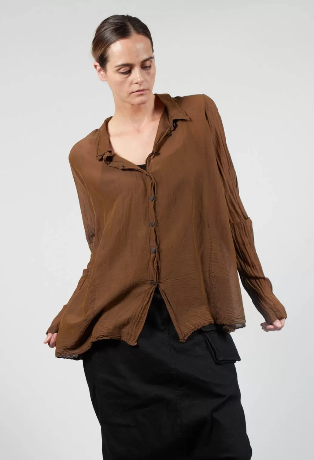 Shirts & Blouses^Rundholz Black Label Lightweight Silk Blend Shirt In Bronze