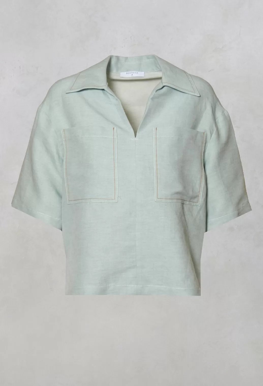 Shirts & Blouses^Beatrice B Linen Blouse With Large Pockets In Sky