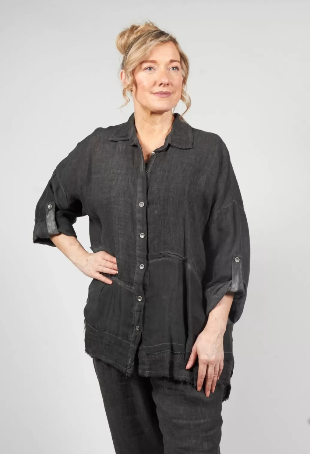 Shirts & Blouses^Sanctamuerte Linen Shirt With Roll Tab Sleeves