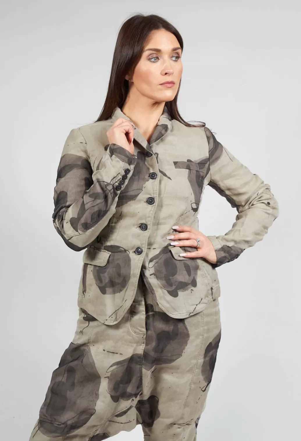 Jackets^Rundholz Mainline Linen Structured Jacket In Ash Print