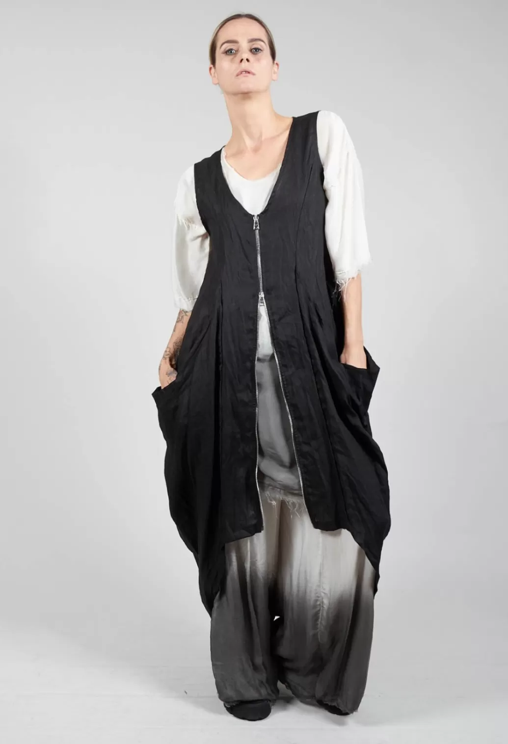 Dresses^La Haine Linen Zip Through Dress In Nero