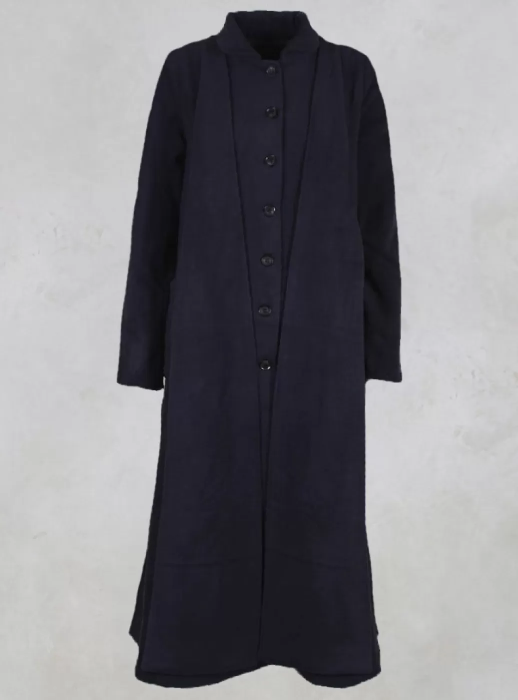 Coats^Les Filles d'Ailleurs Long Coat With Attached Ties In Blue