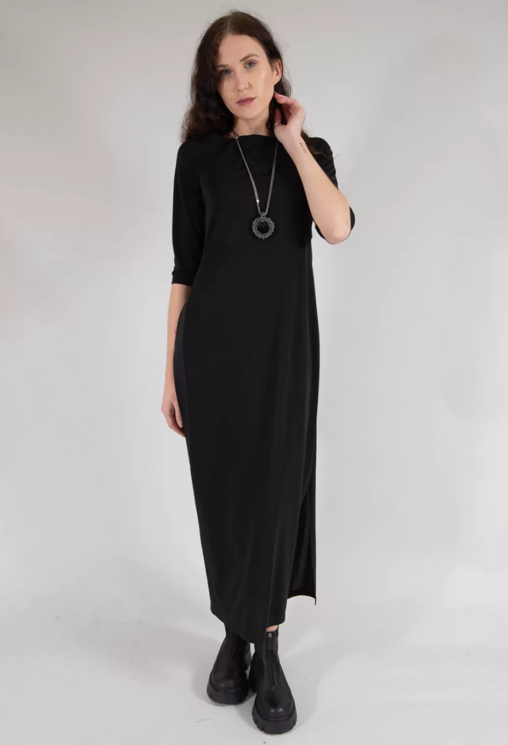 Dresses^Xenia Design Long Dress With Three Quarter Length Sleeves In Black