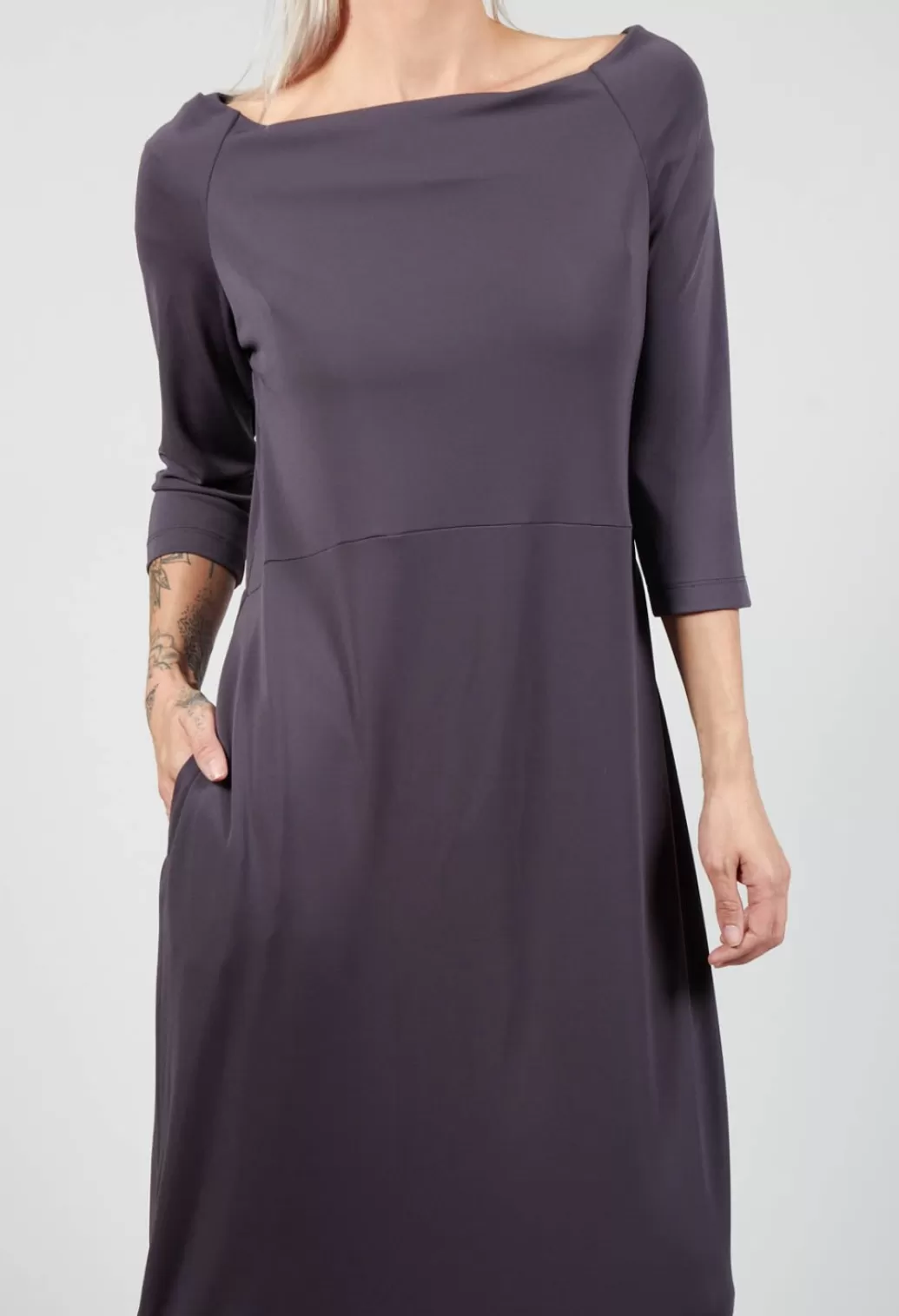 Dresses^Xenia Design Long Dress With Three Quarter Length Sleeves In Dark Grey