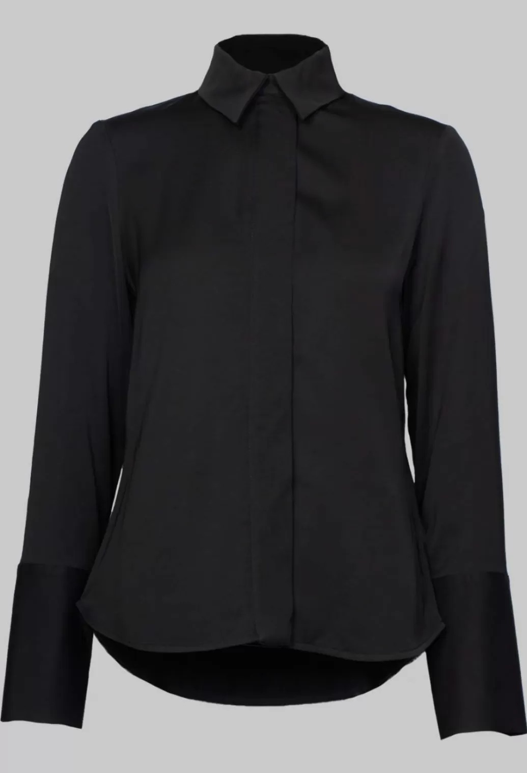 Shirts & Blouses^Collectors Club Long Fitted Shirt In Shiny Black