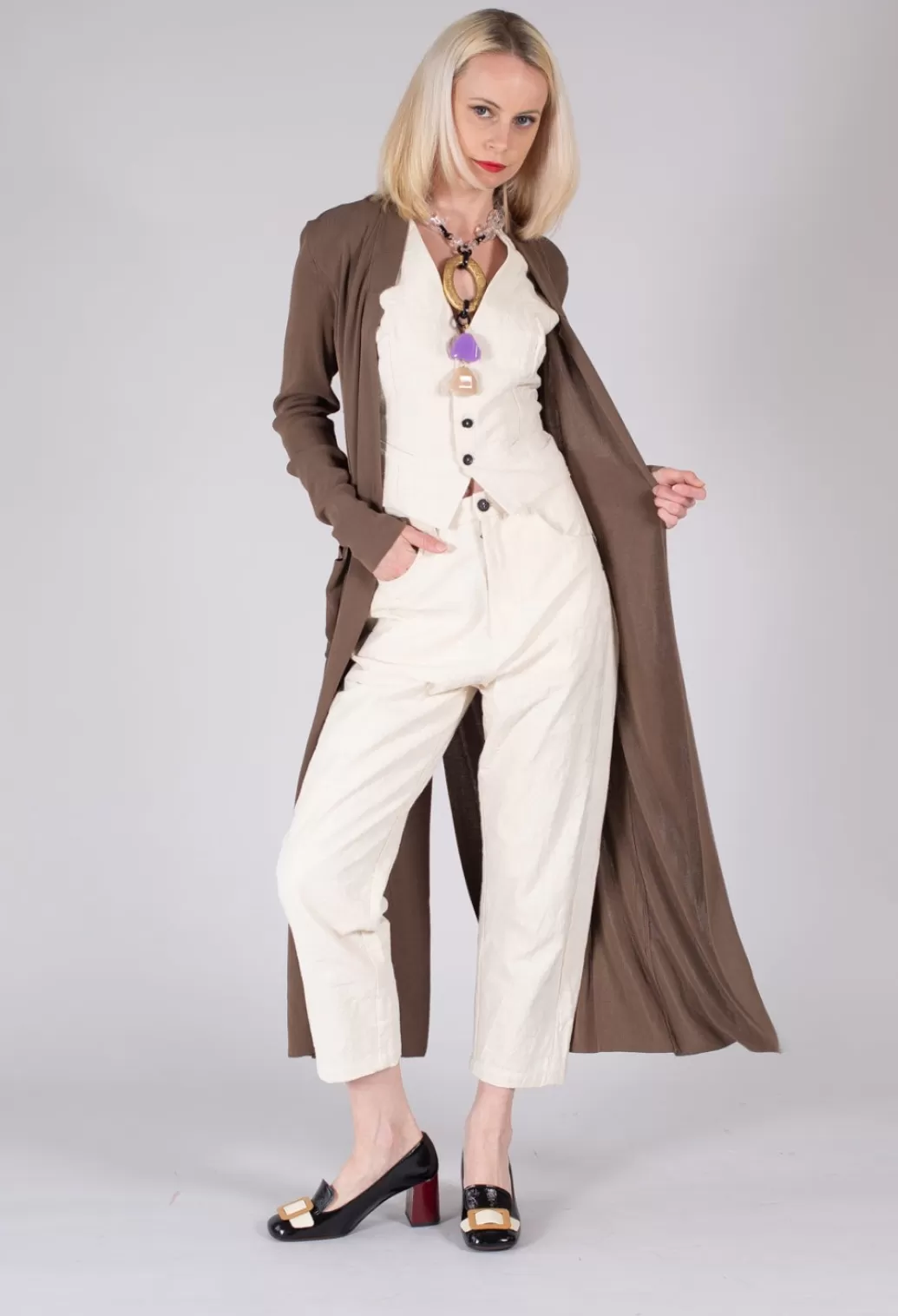 Cardigans^Isabel Benenato Long Knit Cardigan In Soil