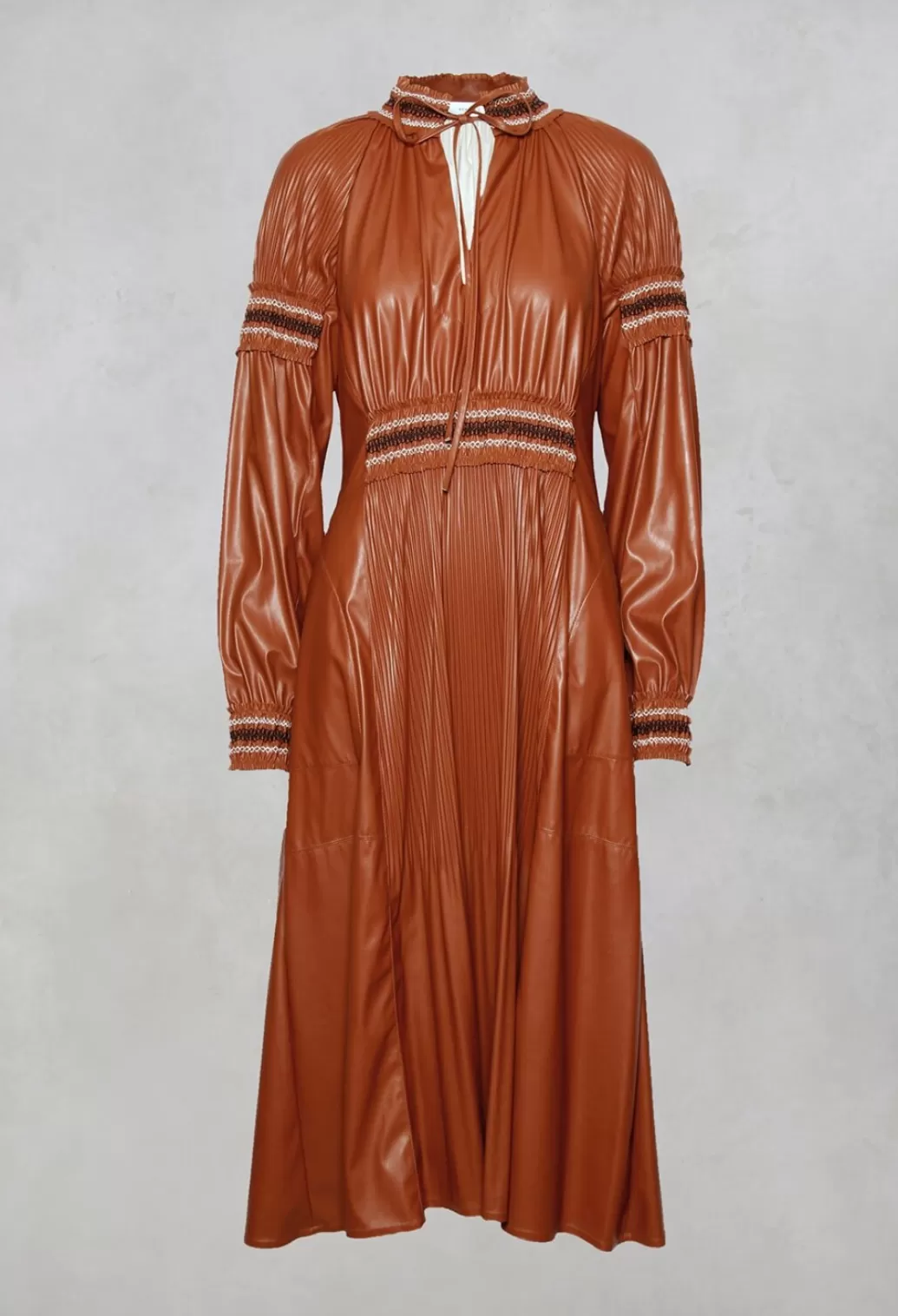 Dresses^Beatrice B Long Length Faux Leather Dress In Brown