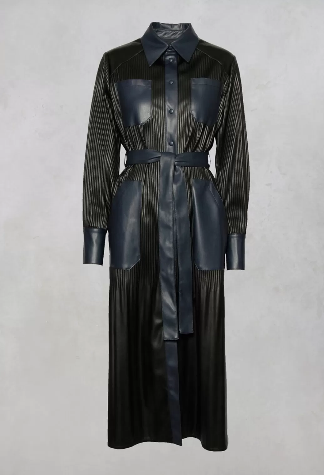 Dresses^Beatrice B Long Length Faux Leather Dress In Navy