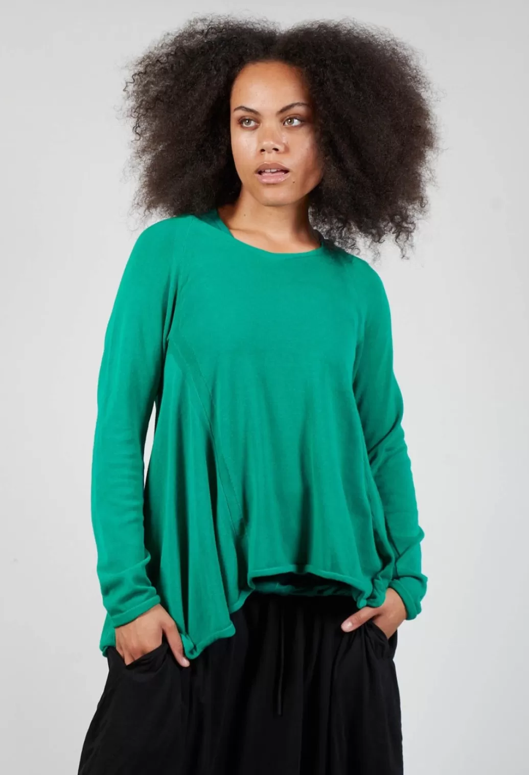 Jumpers^Rundholz Dip Long Sleeve Cotton Jersey Swing Top In Green