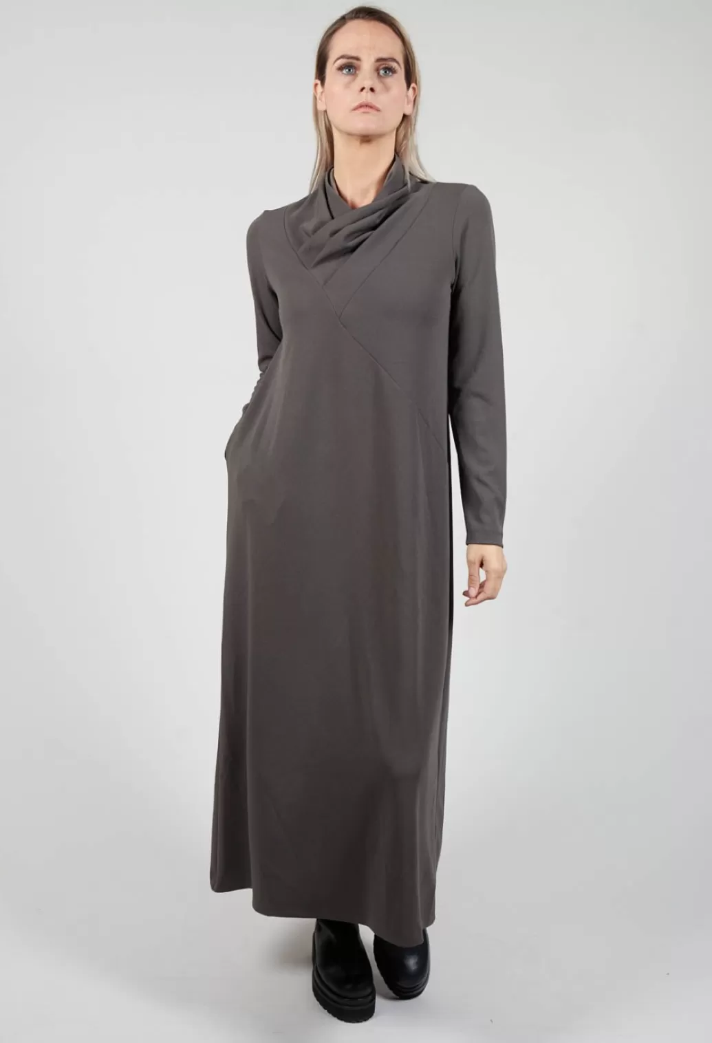 Dresses^Xenia Design Long Sleeve Dress With Asymmetric Seam Detail In Grey