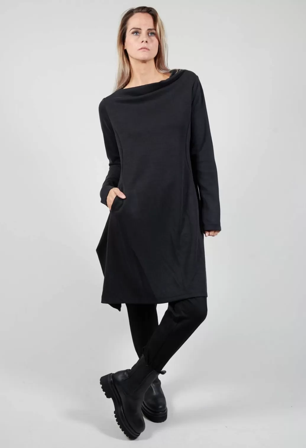 Dresses^Xenia Design Long Sleeve Dress With Boat Neck In Black