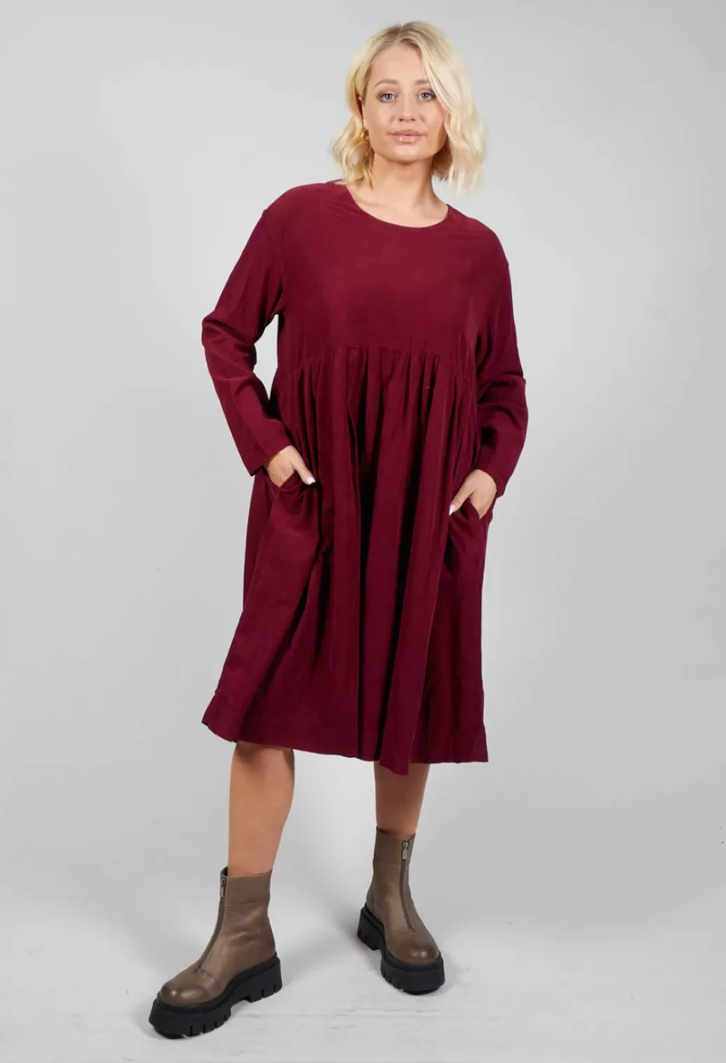 Dresses^Mes Soeurs & Moi Long Sleeve Dress With Pleated Waist In Prune