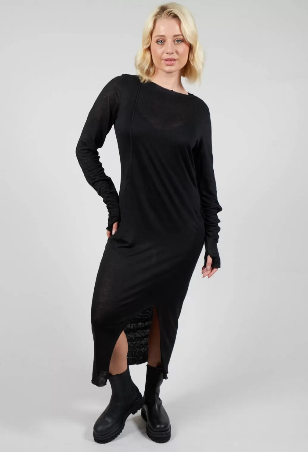 Dresses^Nostra Santissima Long Sleeve Dress With Split Hem In Black