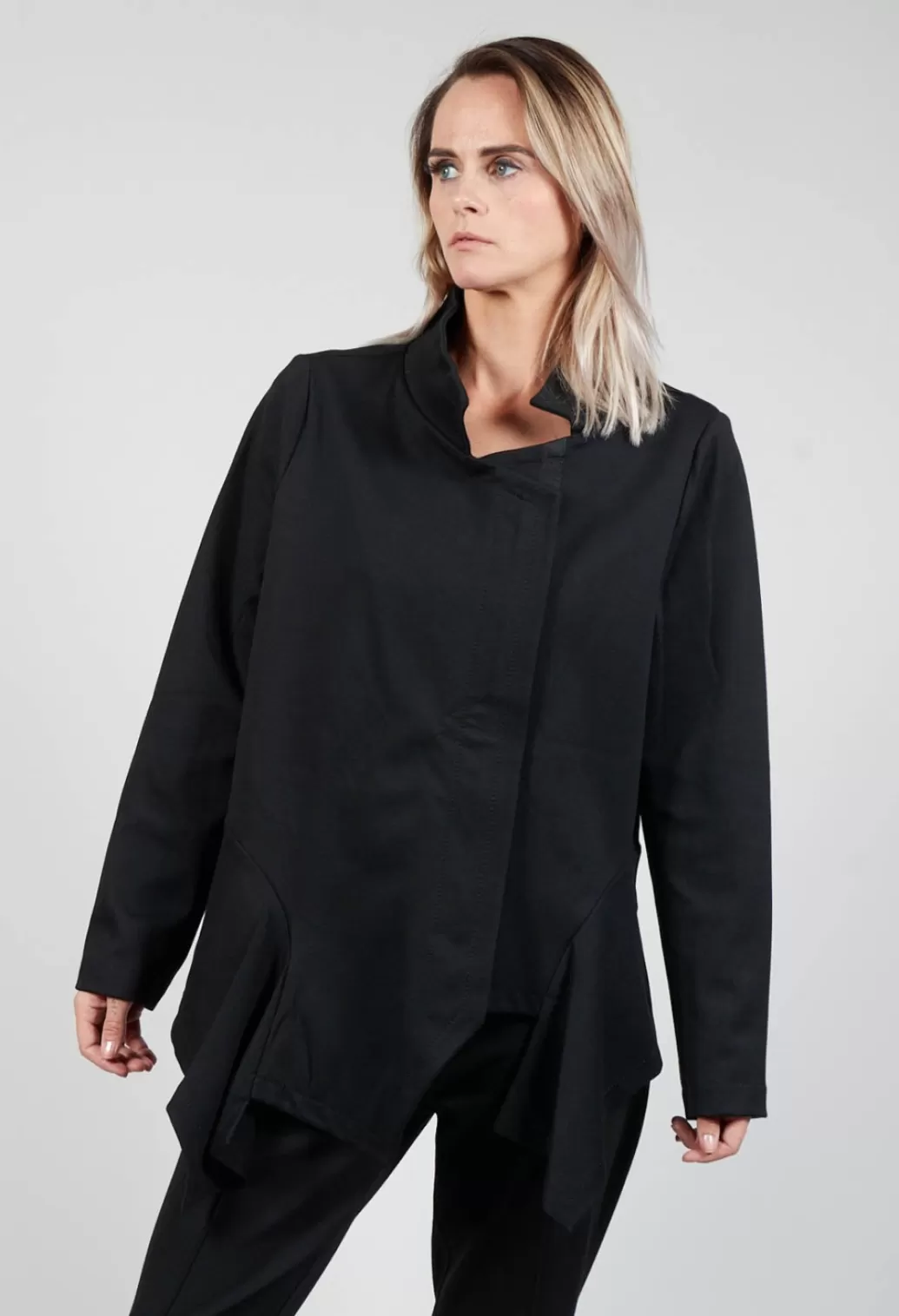 Jackets^Xenia Design Long Sleeve Jacket With Asymmetric Peplum Hem In Black