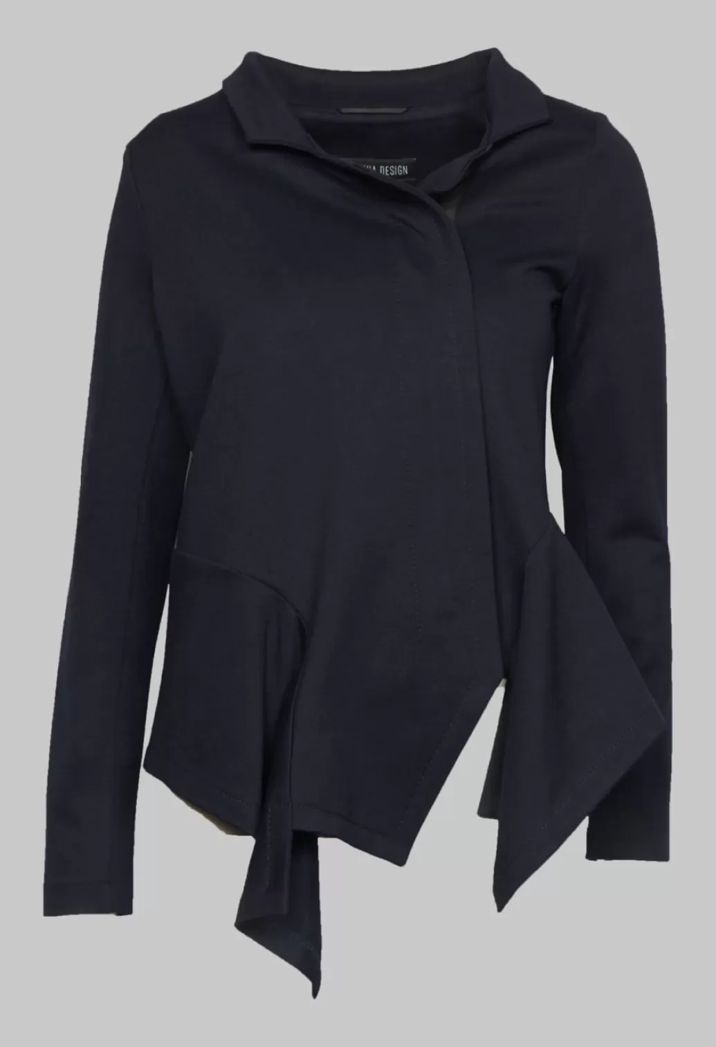 Jackets^Xenia Design Long Sleeve Jacket With Asymmetric Peplum Hem In Dark Blue