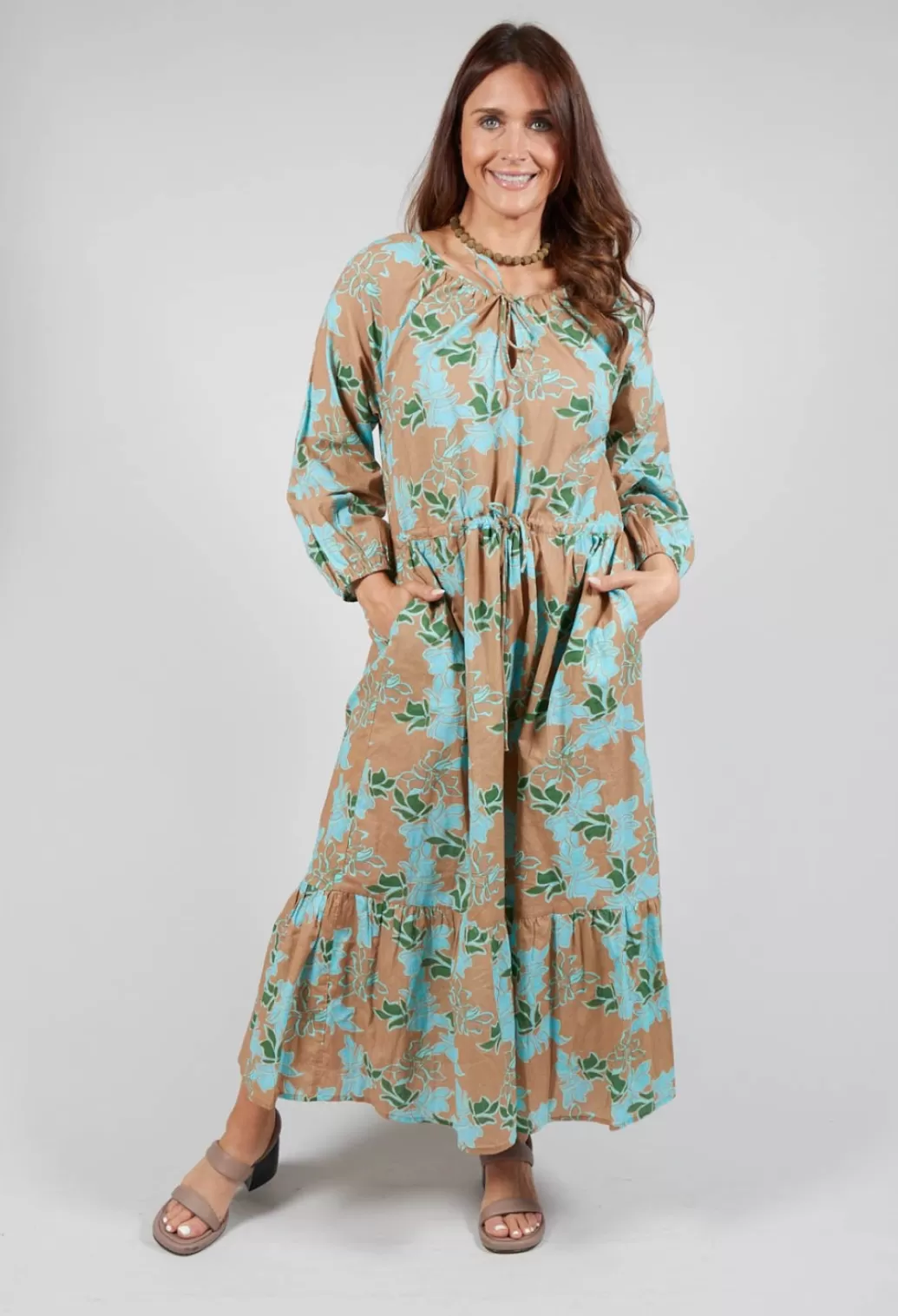 Dresses^Rubicon Long Sleeve Joana Dress With Blue Floral Print