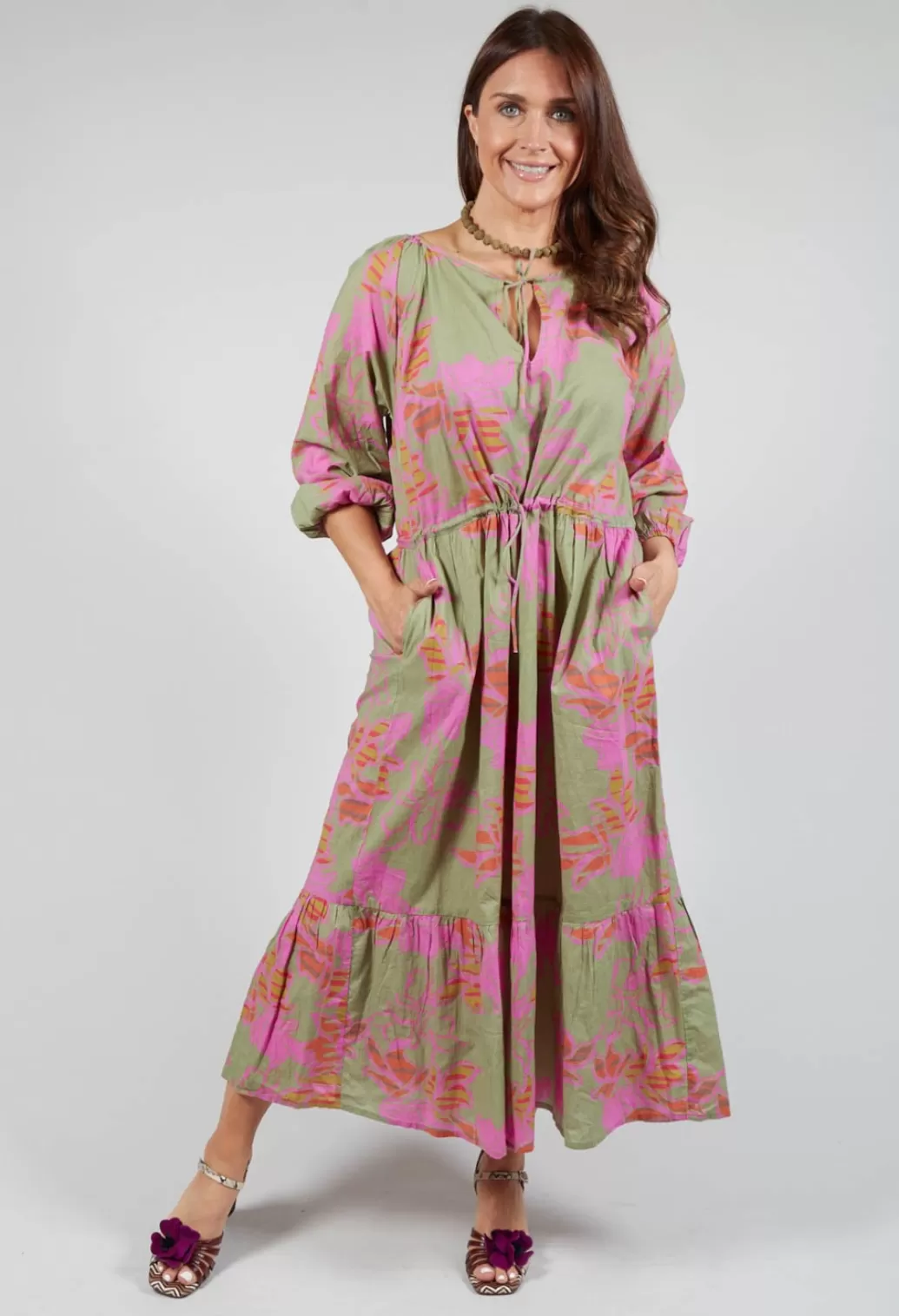 Dresses^Rubicon Long Sleeve Mamasita Dress With Pink Floral Print