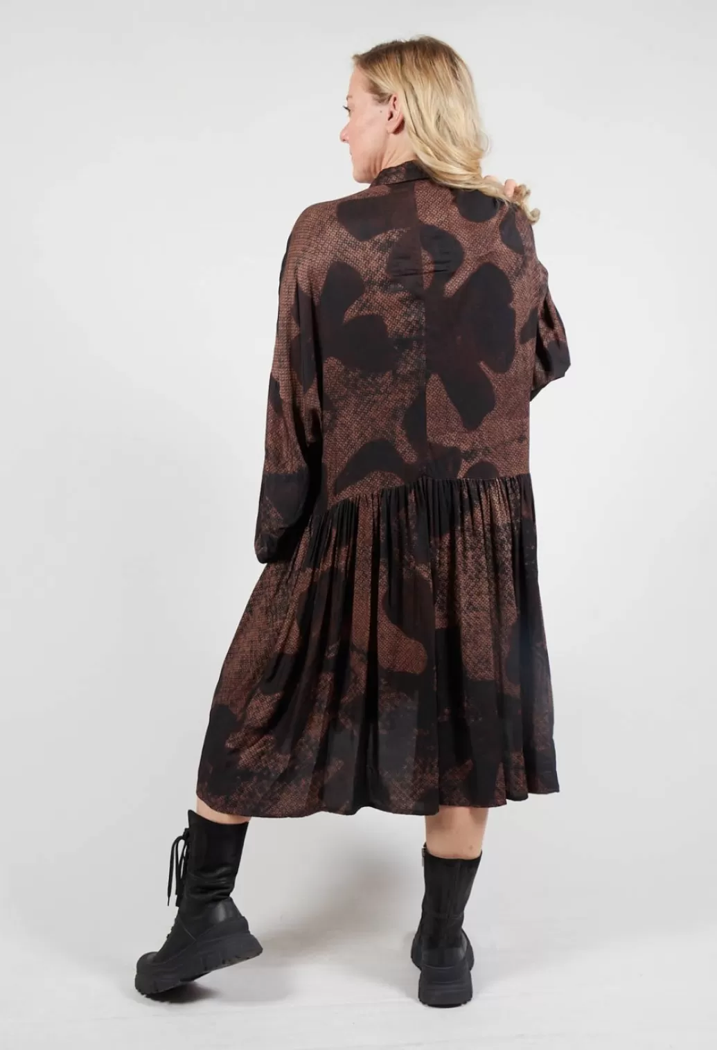 Dresses^Rundholz Mainline Long Sleeve Shirt Dress In Cappuccino Flower