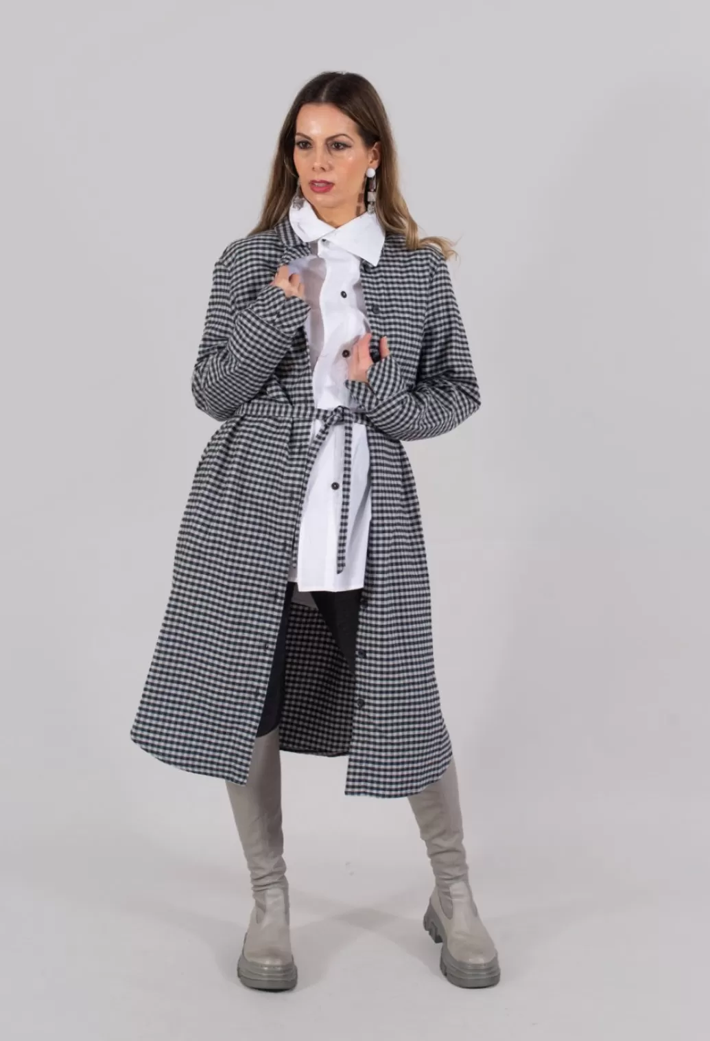 Dresses^Mes Soeurs & Moi Long Sleeve Shirt Dress In Navy Check