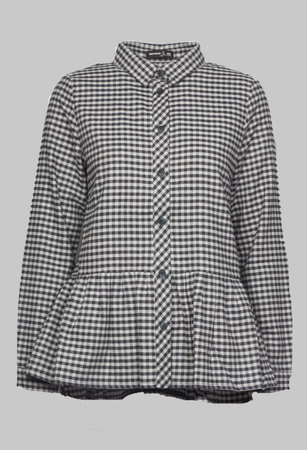 Shirts & Blouses^Mes Soeurs & Moi Long Sleeve Shirt With Flared Hem In Navy Check