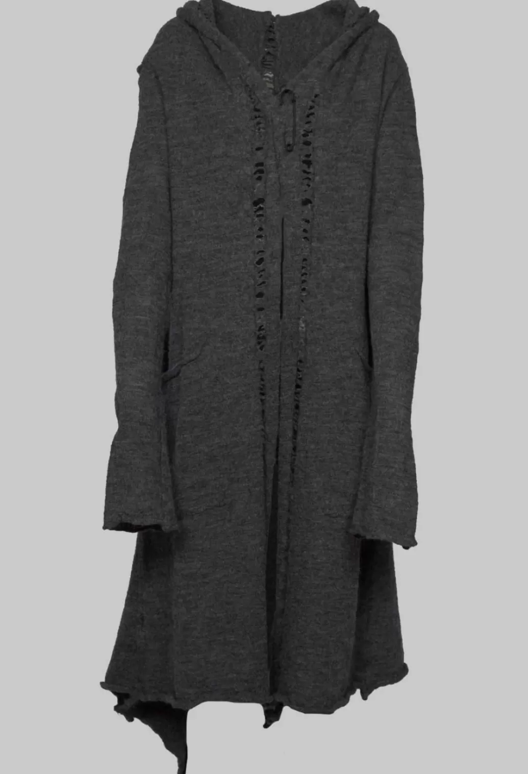 Coats^Rundholz Black Label Long Sleeved Cardigan With Asymmetric Hem In Grey Melange