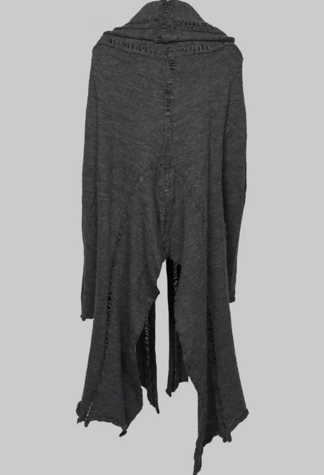 Coats^Rundholz Black Label Long Sleeved Cardigan With Asymmetric Hem In Grey Melange