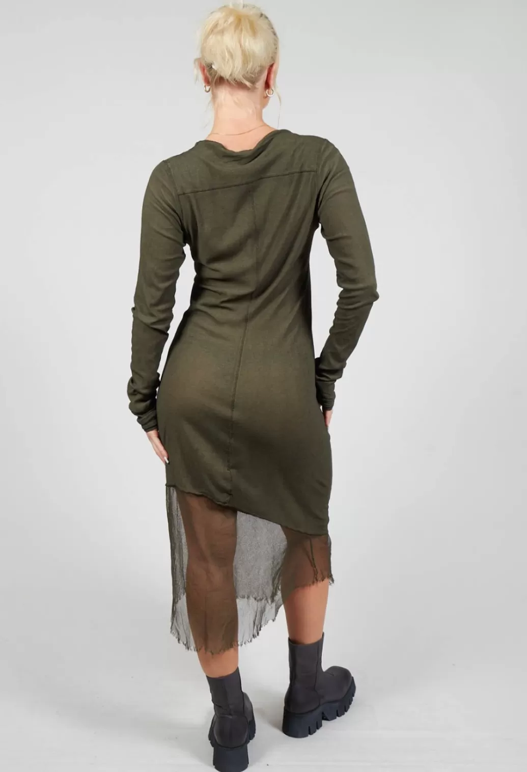 Dresses^Rundholz Dip Long Sleeved Dress With Mesh Lining In Khaki Cloud