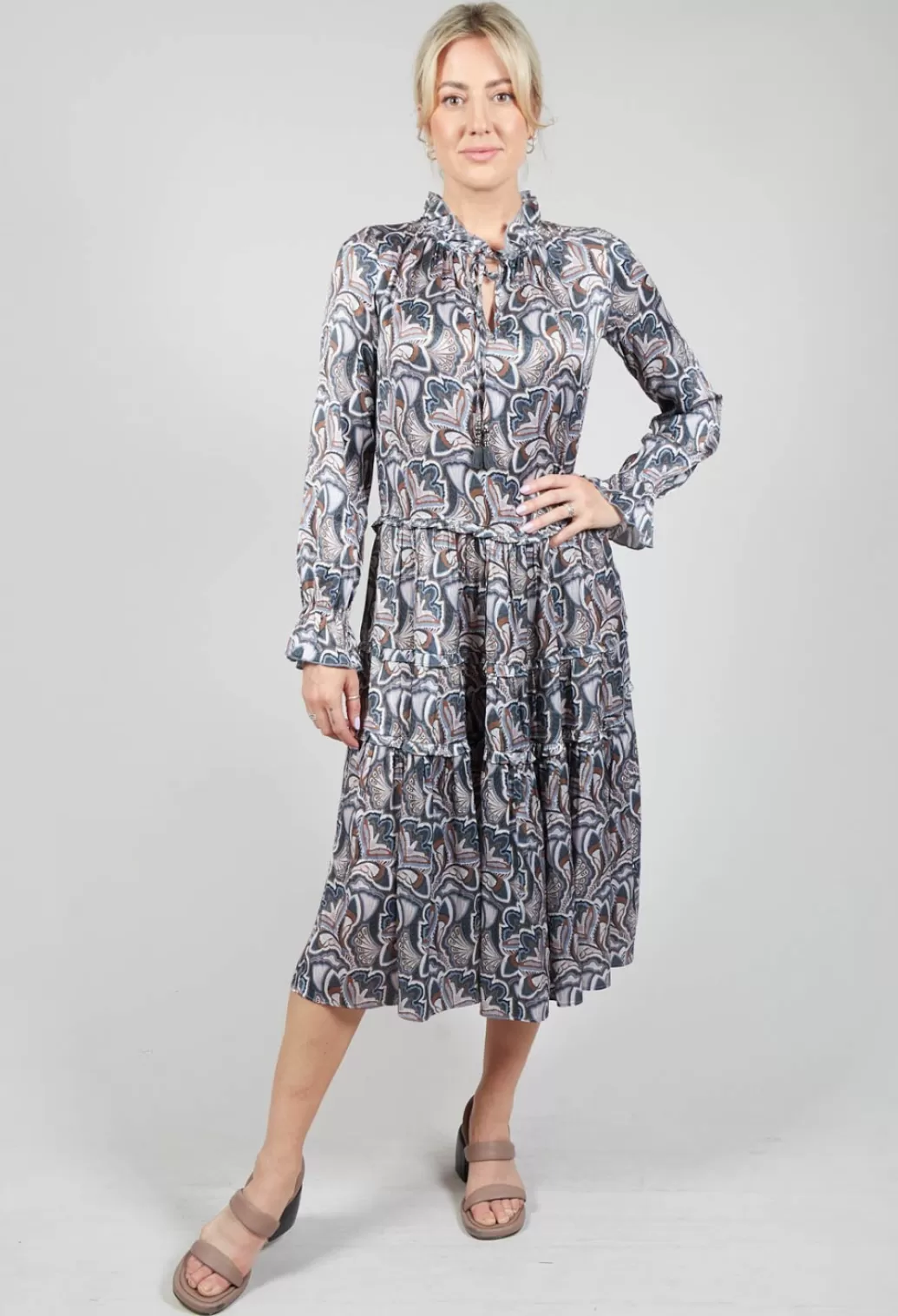 Dresses^Dea Kudibal Long Sleeved Dress With Ruffle Collar In Trellis Blue