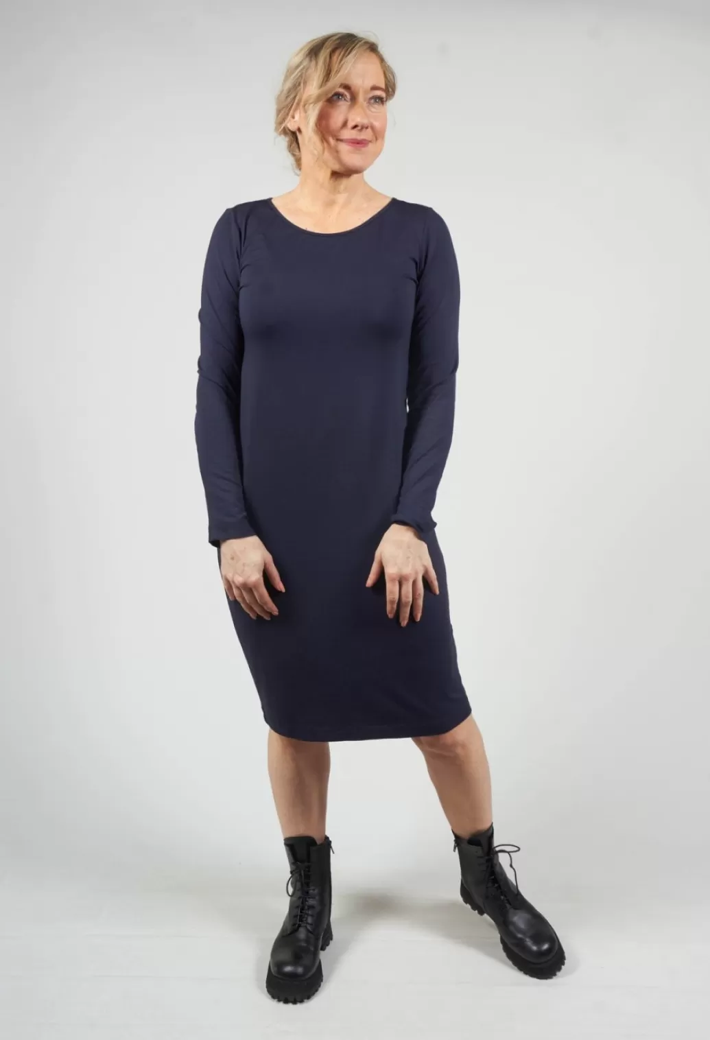 Dresses^Xenia Design Long Sleeved Jersey Dress In Blue