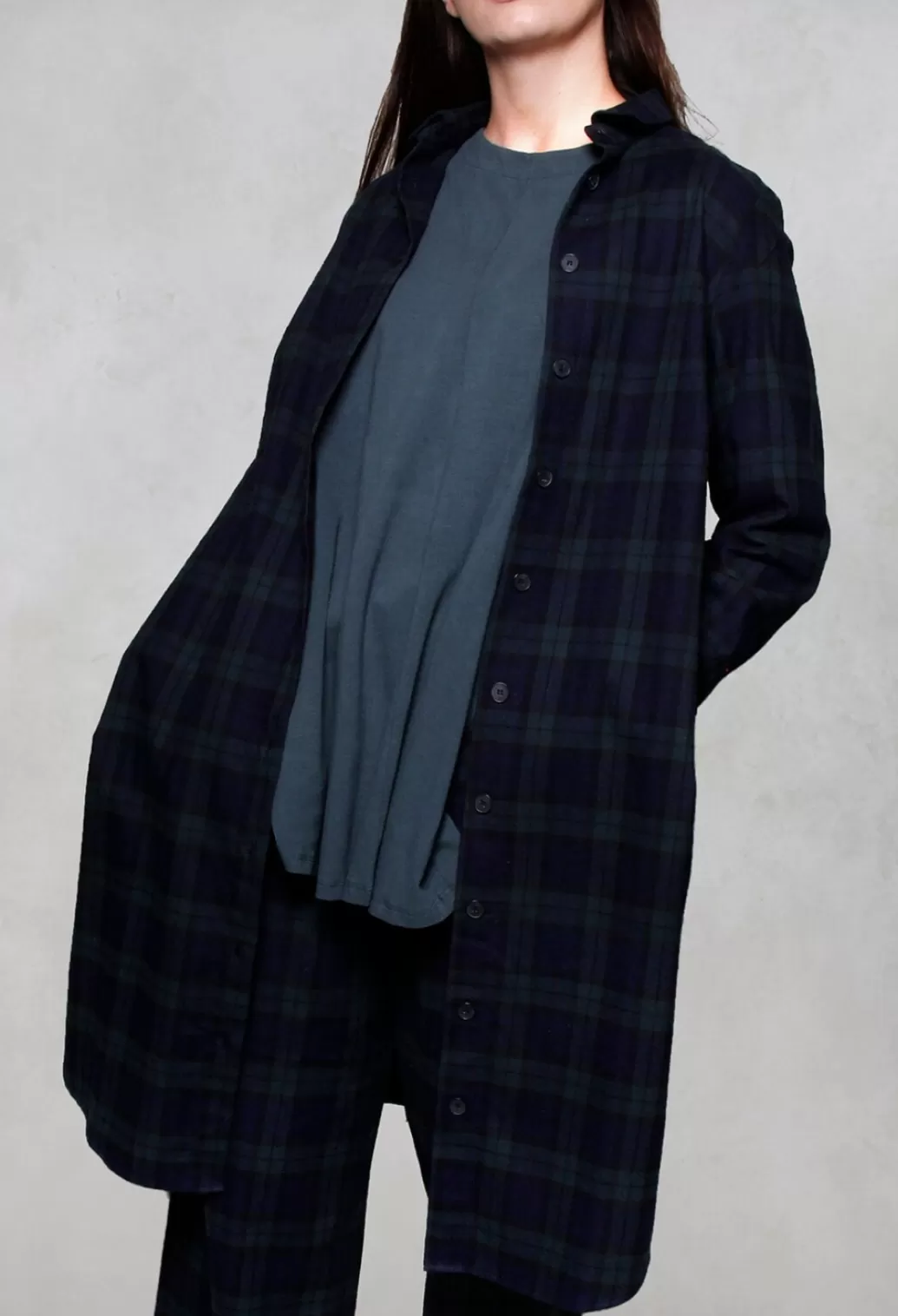 Dresses^Mes Soeurs & Moi Long Sleeved Shirt Dress In Blue / Green Tartan