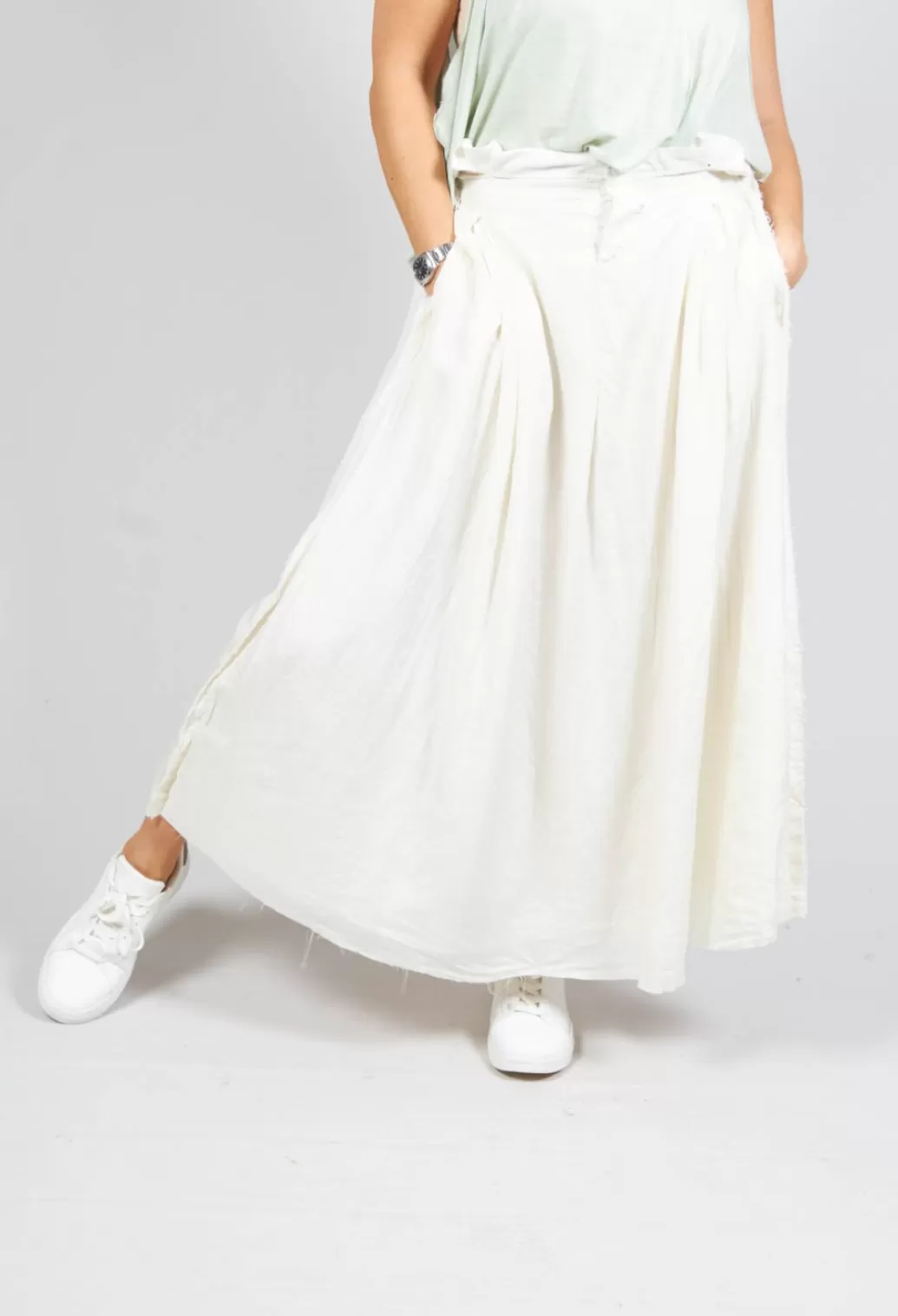 Skirts^Umit Unal Long Washed Silk Skirt In Ivory