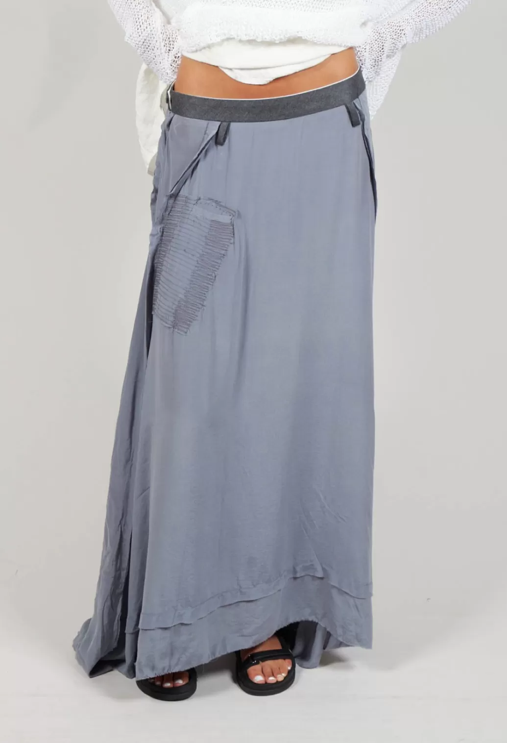 Skirts^Umit Unal Long Washed Silk Skirt With Patch Pocket Detail In Grey