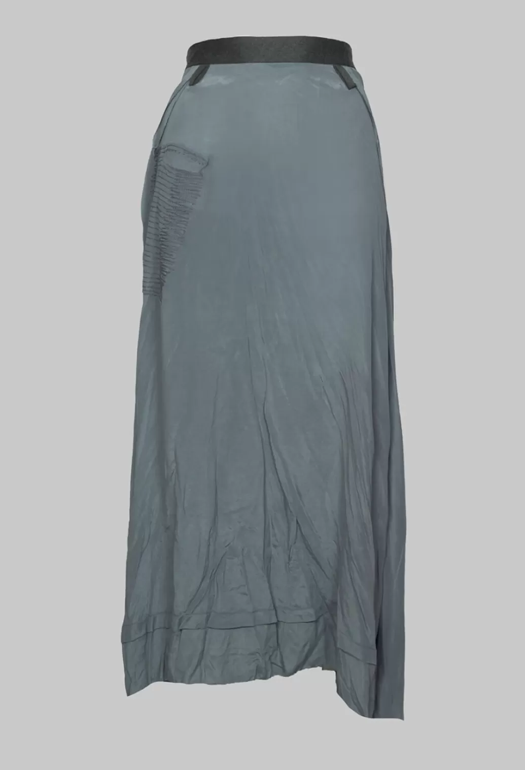 Skirts^Umit Unal Long Washed Silk Skirt With Patch Pocket Detail In Grey