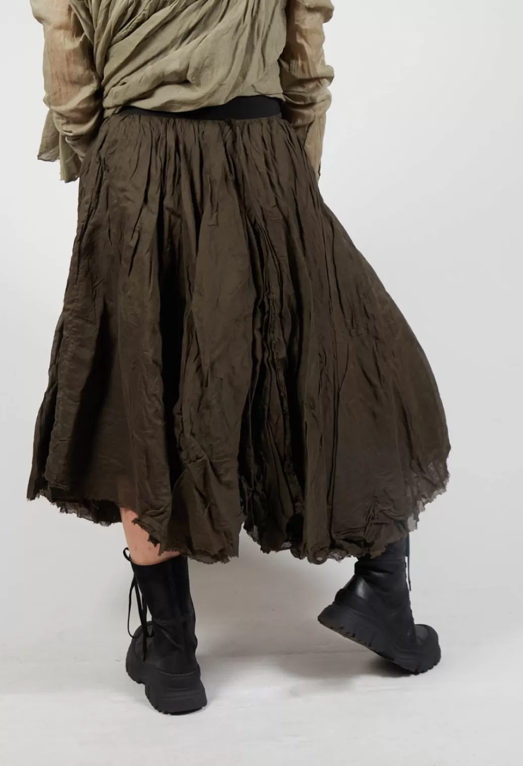 Skirts^Rundholz Dip Mesh Pleated Wrap Around Skirt In Khaki