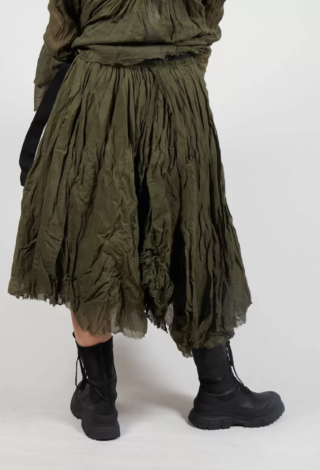 Skirts^Rundholz Dip Mesh Pleated Wrap Around Skirt In Olive