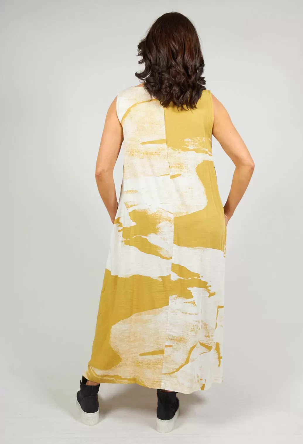 Dresses^Moyuru Midi Dress With Motif In Mustard