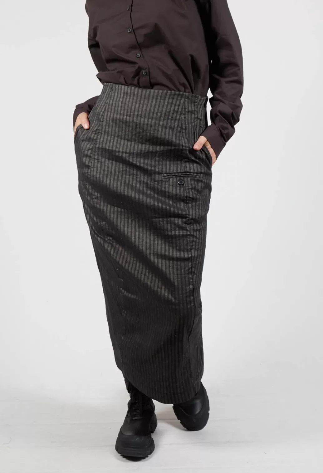 Skirts^Rundholz Mainline Midi Pencil Skirt In Cappuccino Stripe